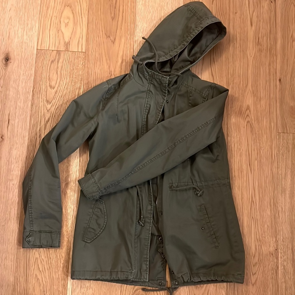 Hooded army green jacket